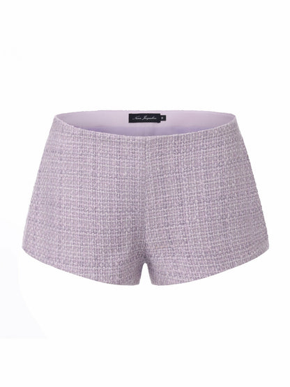 Nana Jacqueline Annabella Tweed Woven Purple Shorts Purple