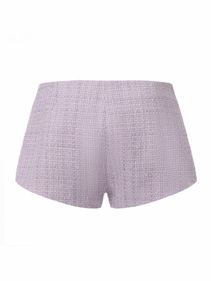 Nana Jacqueline Annabella Tweed Woven Purple Shorts Purple