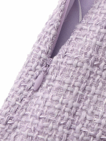 Nana Jacqueline Annabella Tweed Woven Purple Shorts Purple