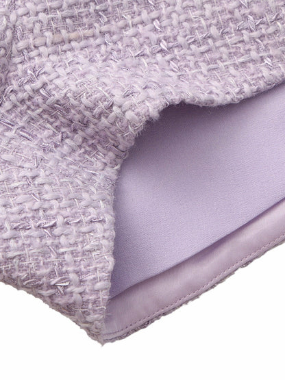 Nana Jacqueline Annabella Tweed Woven Purple Shorts Purple