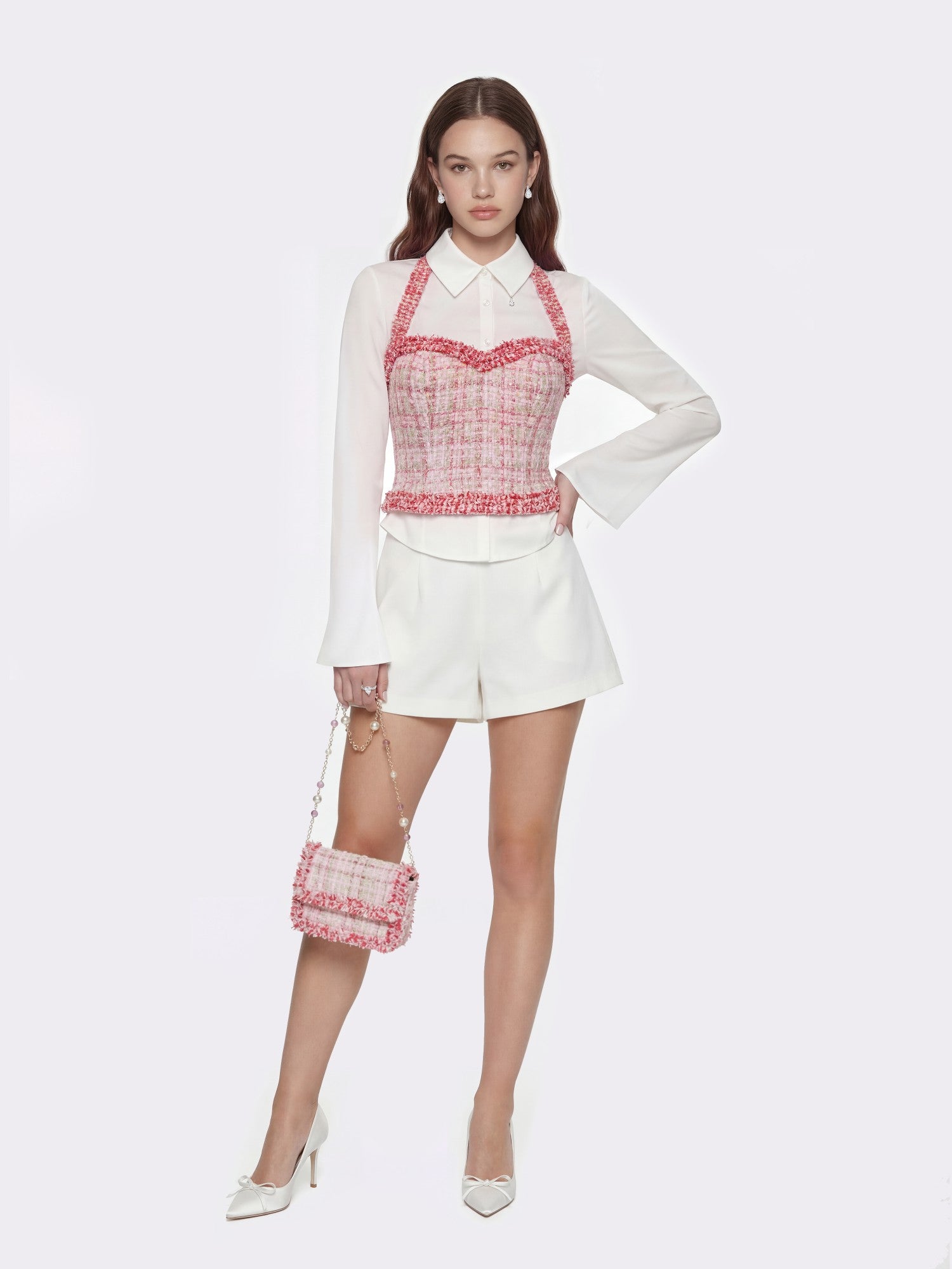 Nana Jacqueline Camille Mid-Rise White Tailored Shorts White