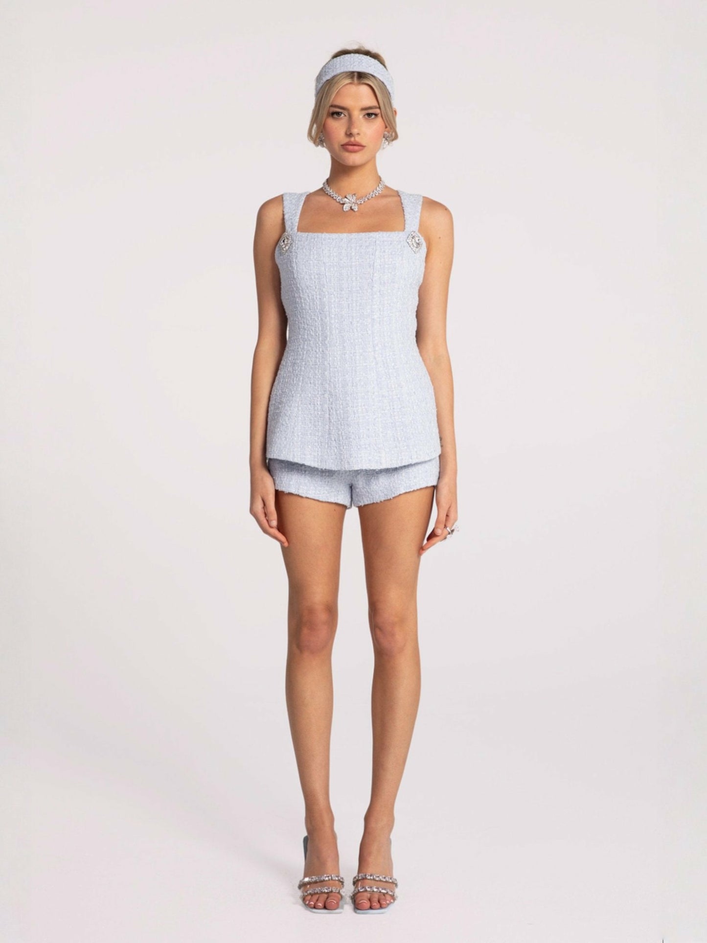 Nana Jacqueline Anabella Shorts: Blue Shorts for Resort Brunch Blue