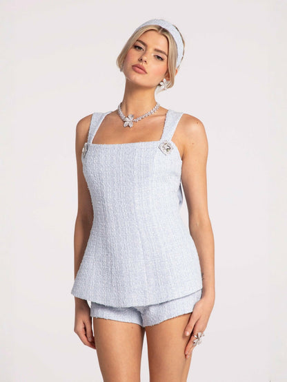 Nana Jacqueline Anabella Shorts: Blue Shorts for Resort Brunch Blue