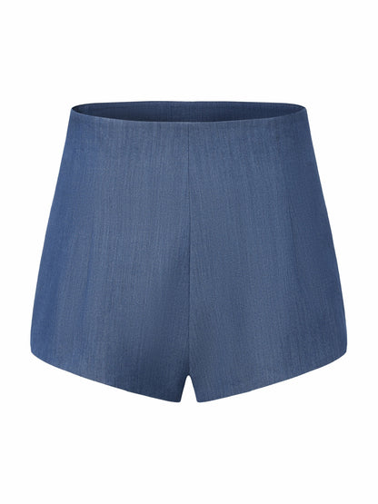 Nana Jacqueline Amara High-Waist Faux-Denim Blue Shorts Blue