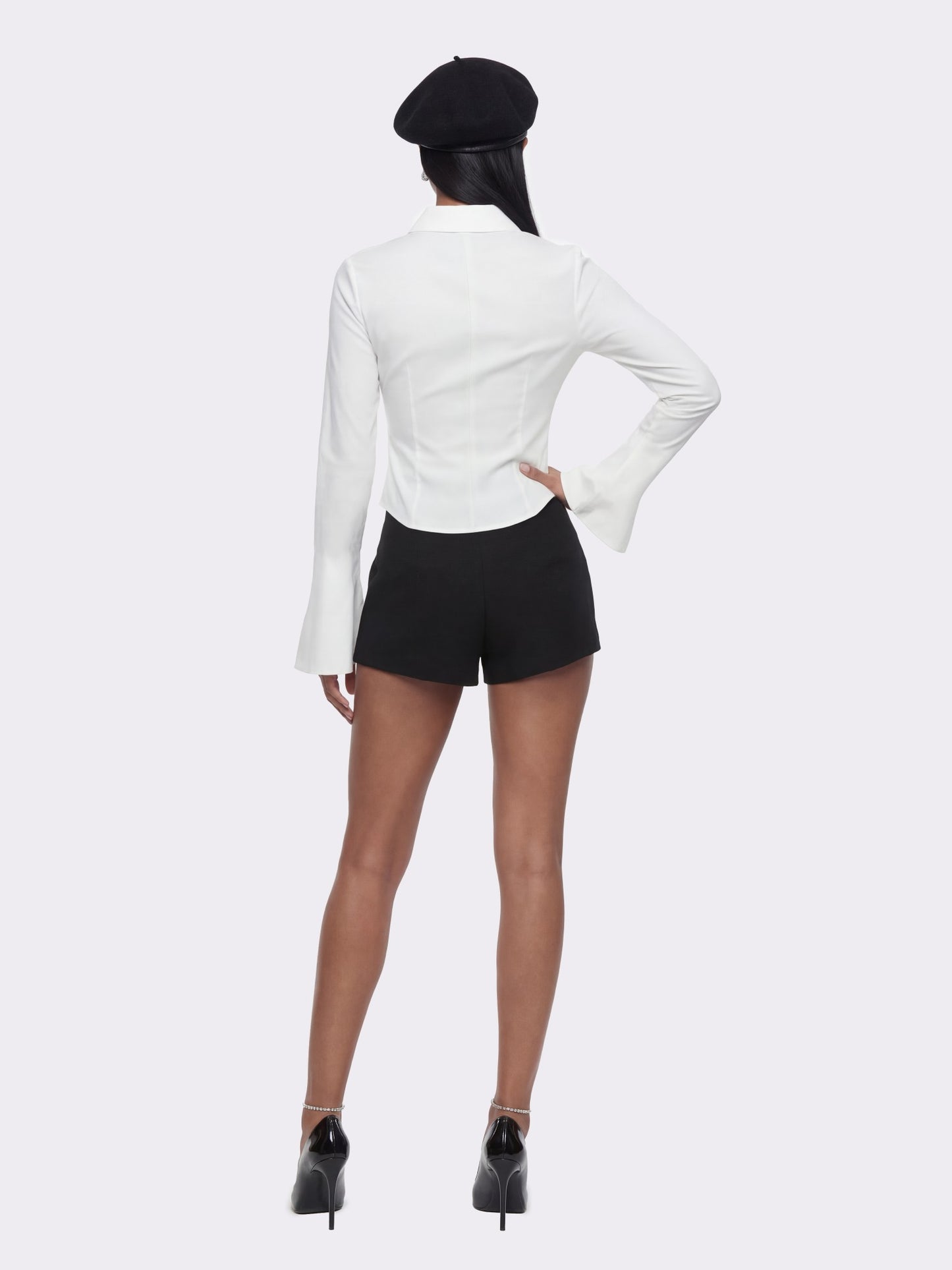 Nana Jacqueline Camille Mid-Rise Black Tailored Shorts Black