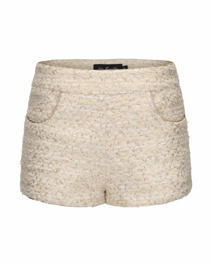 Nana Jacqueline Evelyn Tweed Shorts: White Shorts for Brunch White