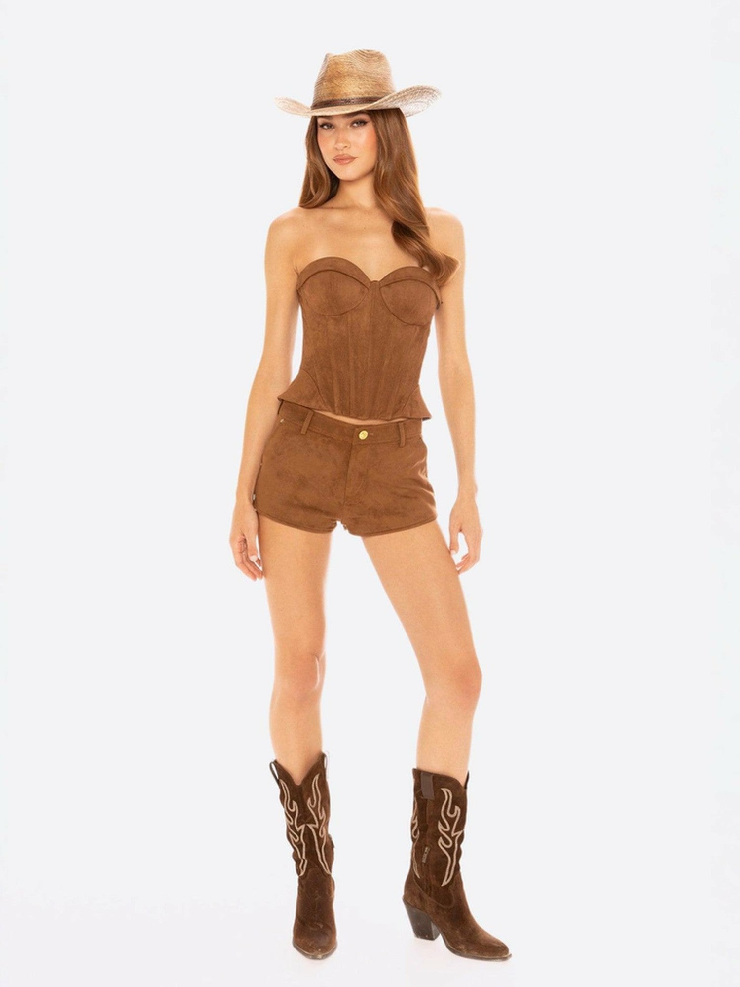Nana Jacqueline Sienna Suede Shorts: Brown Shorts for Date Night Brown