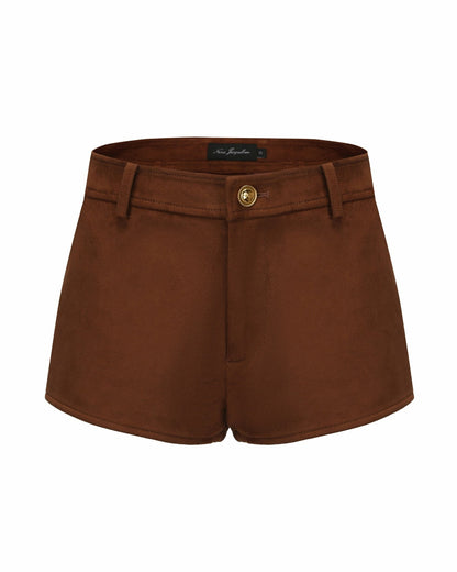 Nana Jacqueline Sienna Suede Shorts: Brown Shorts for Date Night Brown