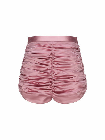 Nana Jacqueline Emilia Shorts: Pink Satin Shorts for Bachelorette Party Pink/Purple