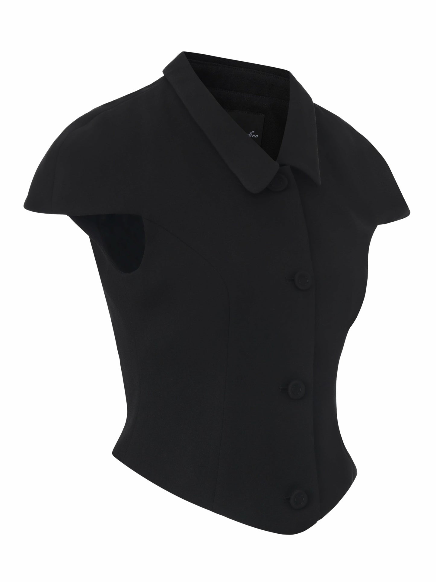 Nana Jacqueline Alina Cinched-Waist Black Top Black