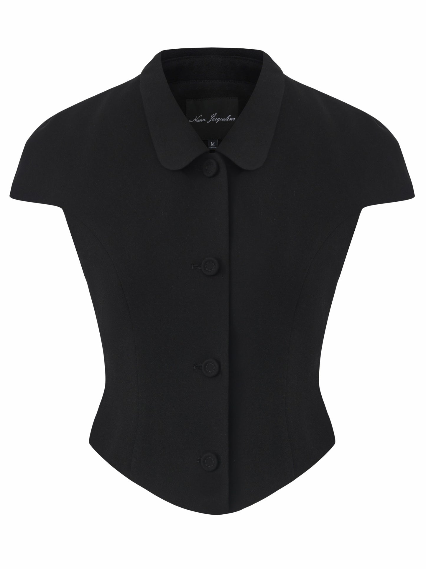 Nana Jacqueline Alina Cinched-Waist Black Top Black