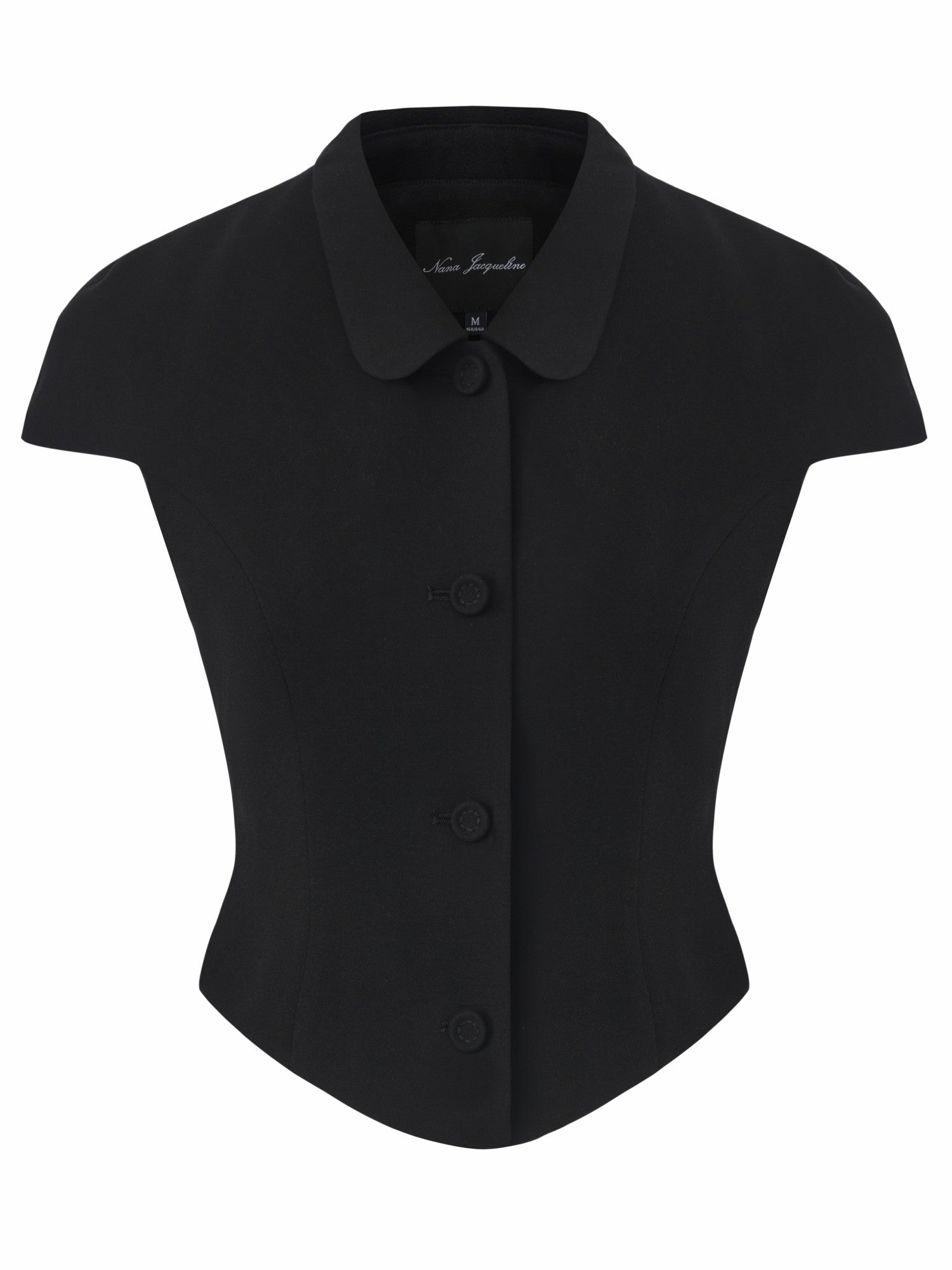 Nana Jacqueline Alina Cinched-Waist Black Top Black