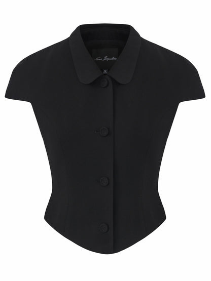 Nana Jacqueline Alina Cinched-Waist Black Top Black