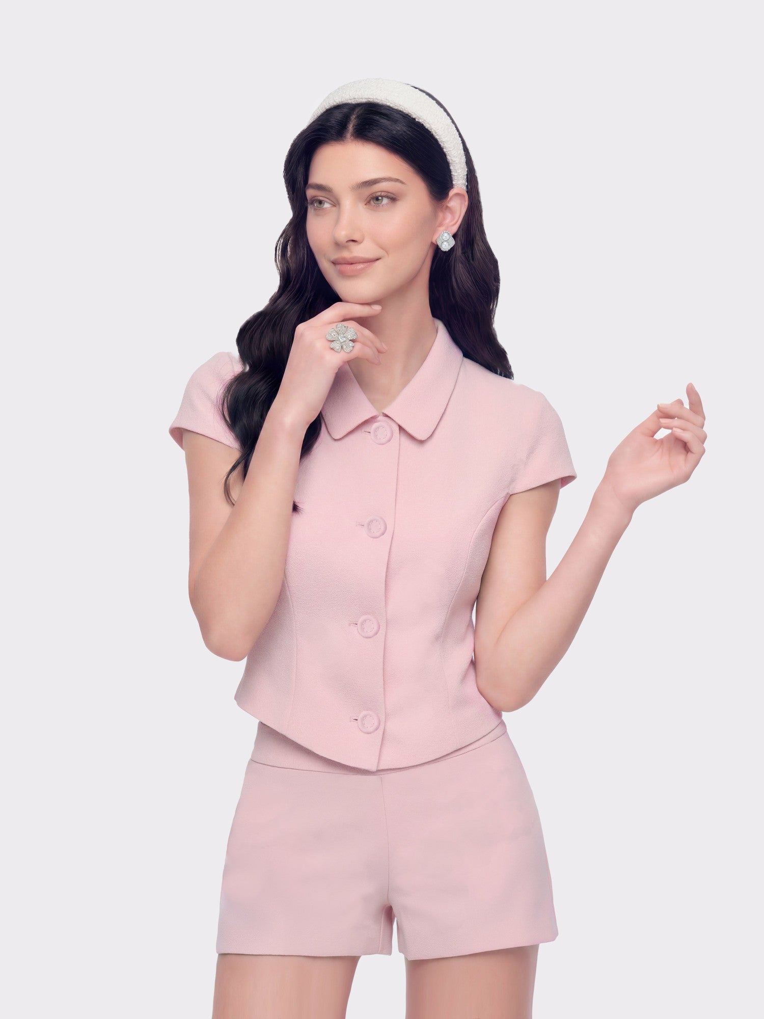 Nana Jacqueline Alina Cap Sleeve Pink Top Pink