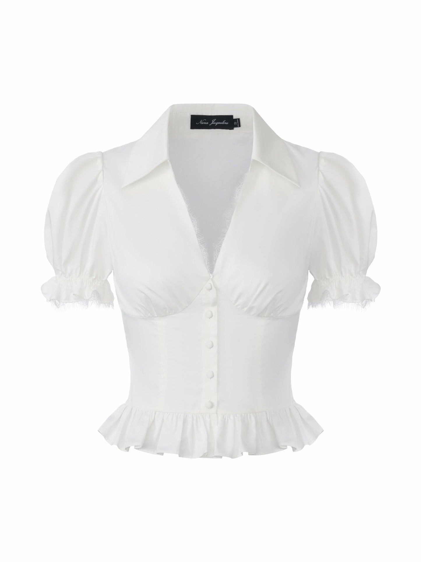 Nana Jacqueline Raven Puff Sleeve White Top White