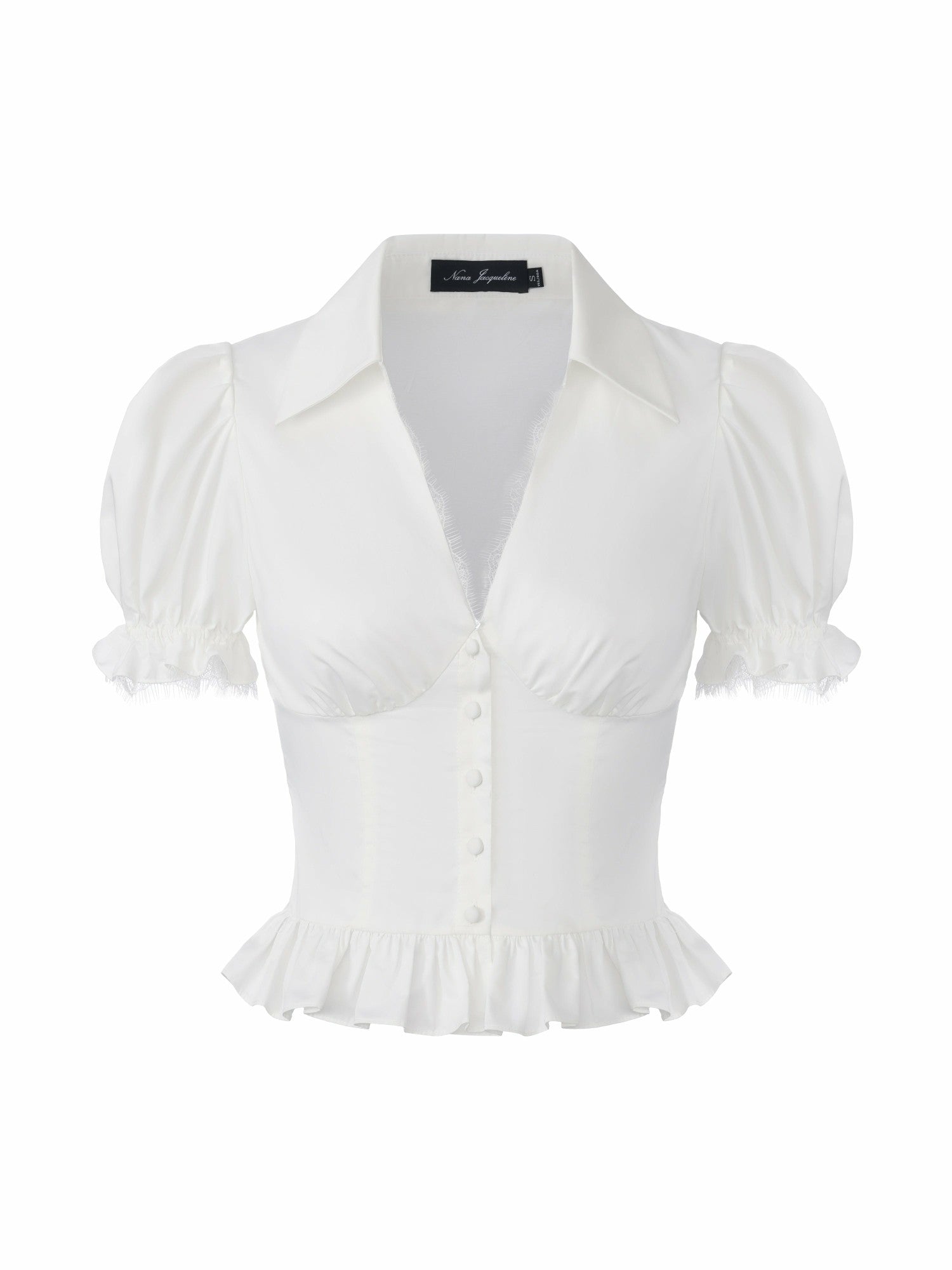 Nana Jacqueline Raven Puff Sleeve White Top White