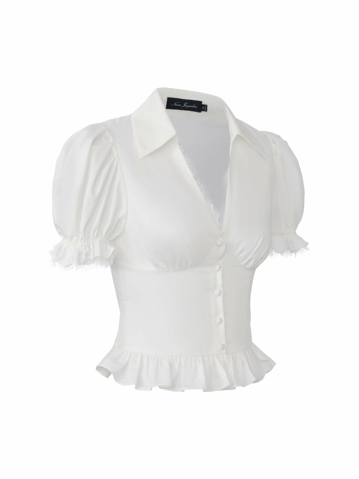 Nana Jacqueline Raven Puff Sleeve White Top White