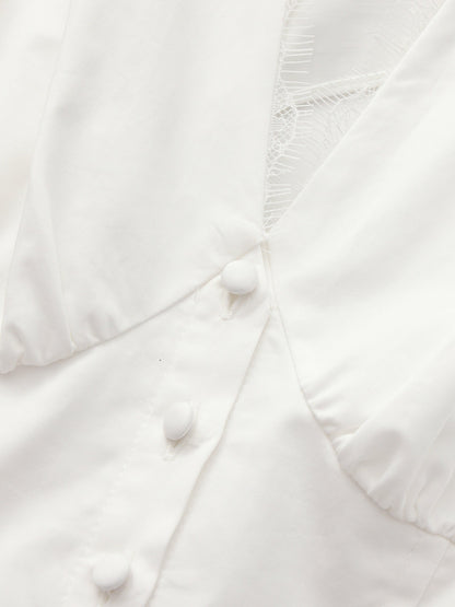 Nana Jacqueline Raven Puff Sleeve White Top White
