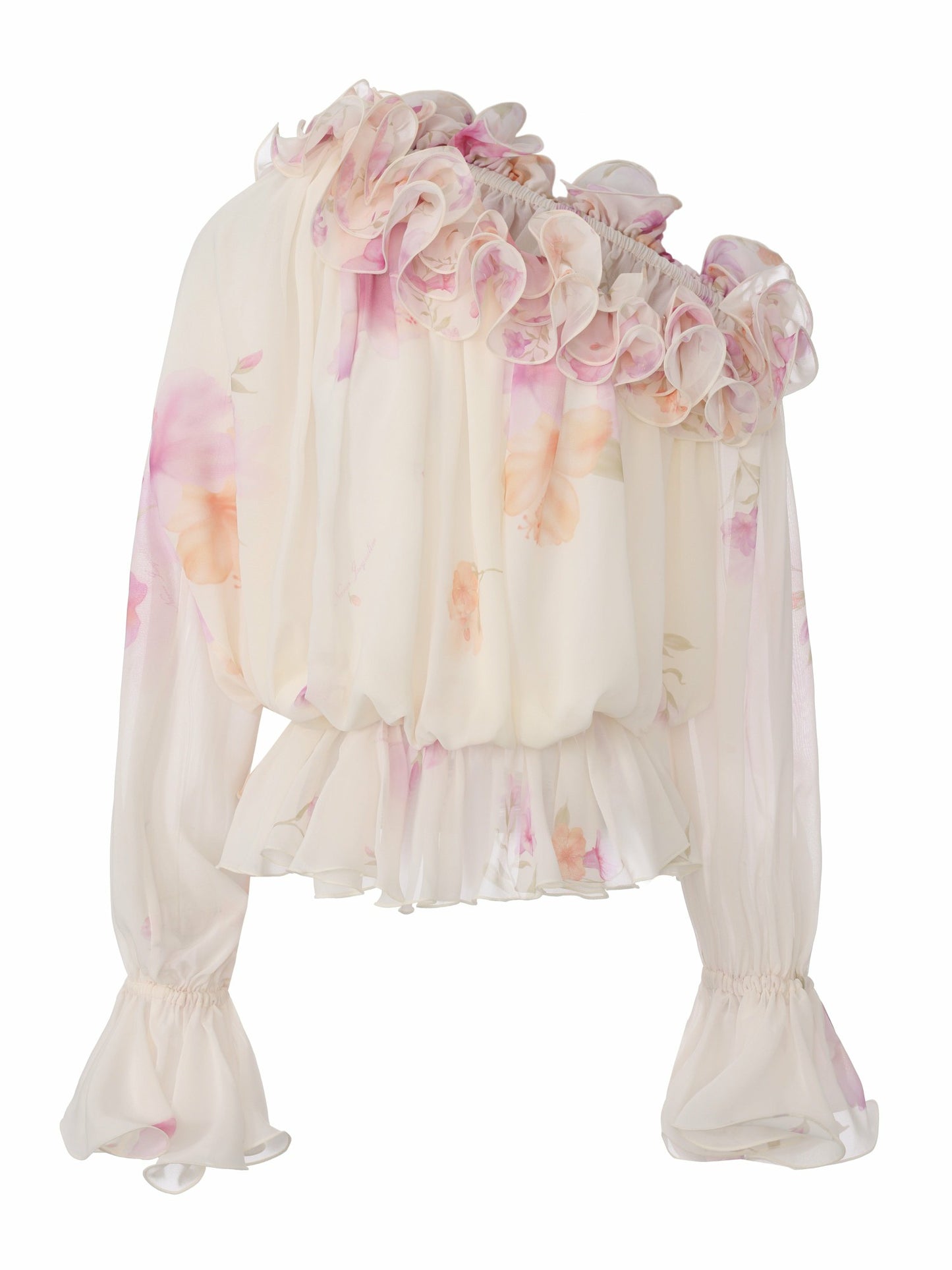 Nana Jacqueline Summer Off-Shoulder Ruffle Cream Blouse Cream