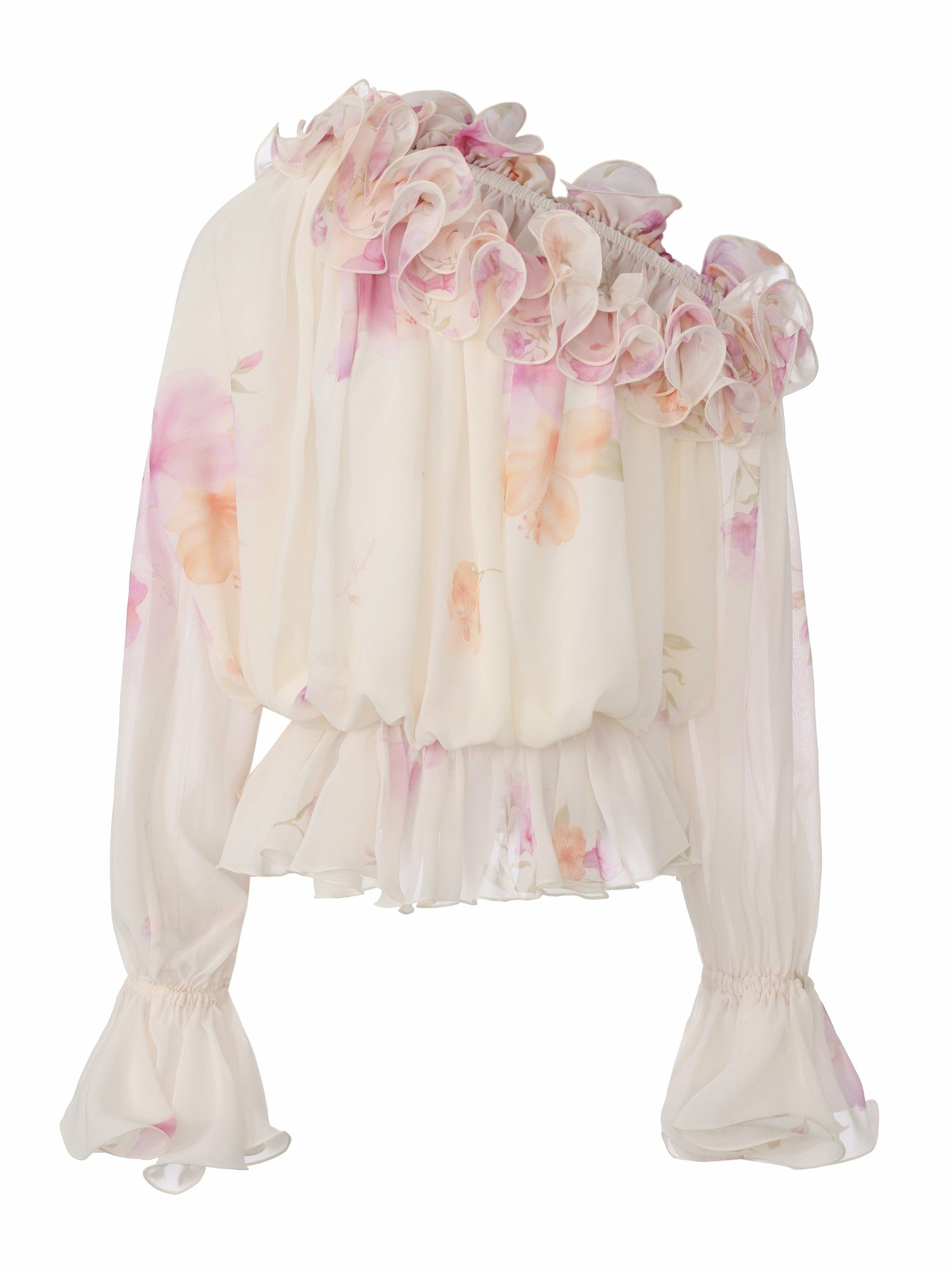Nana Jacqueline Summer Off-Shoulder Ruffle Cream Blouse Cream