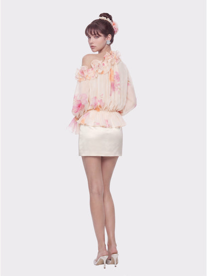 Nana Jacqueline Summer Off-Shoulder Ruffle Cream Blouse Cream