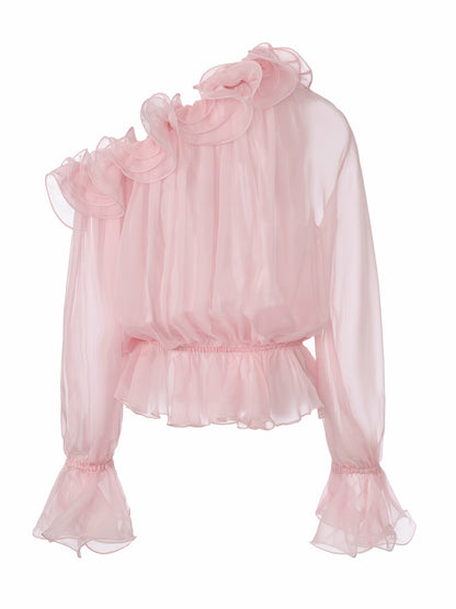 Nana Jacqueline Summer Off-Shoulder Ruffle Pink Blouse Pink