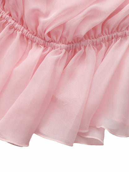 Nana Jacqueline Summer Off-Shoulder Ruffle Pink Blouse Pink