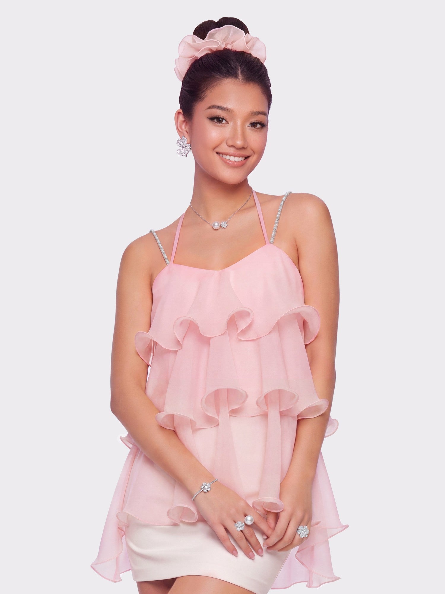 Nana Jacqueline Fiona Crystal-Chain Pink Top Pink