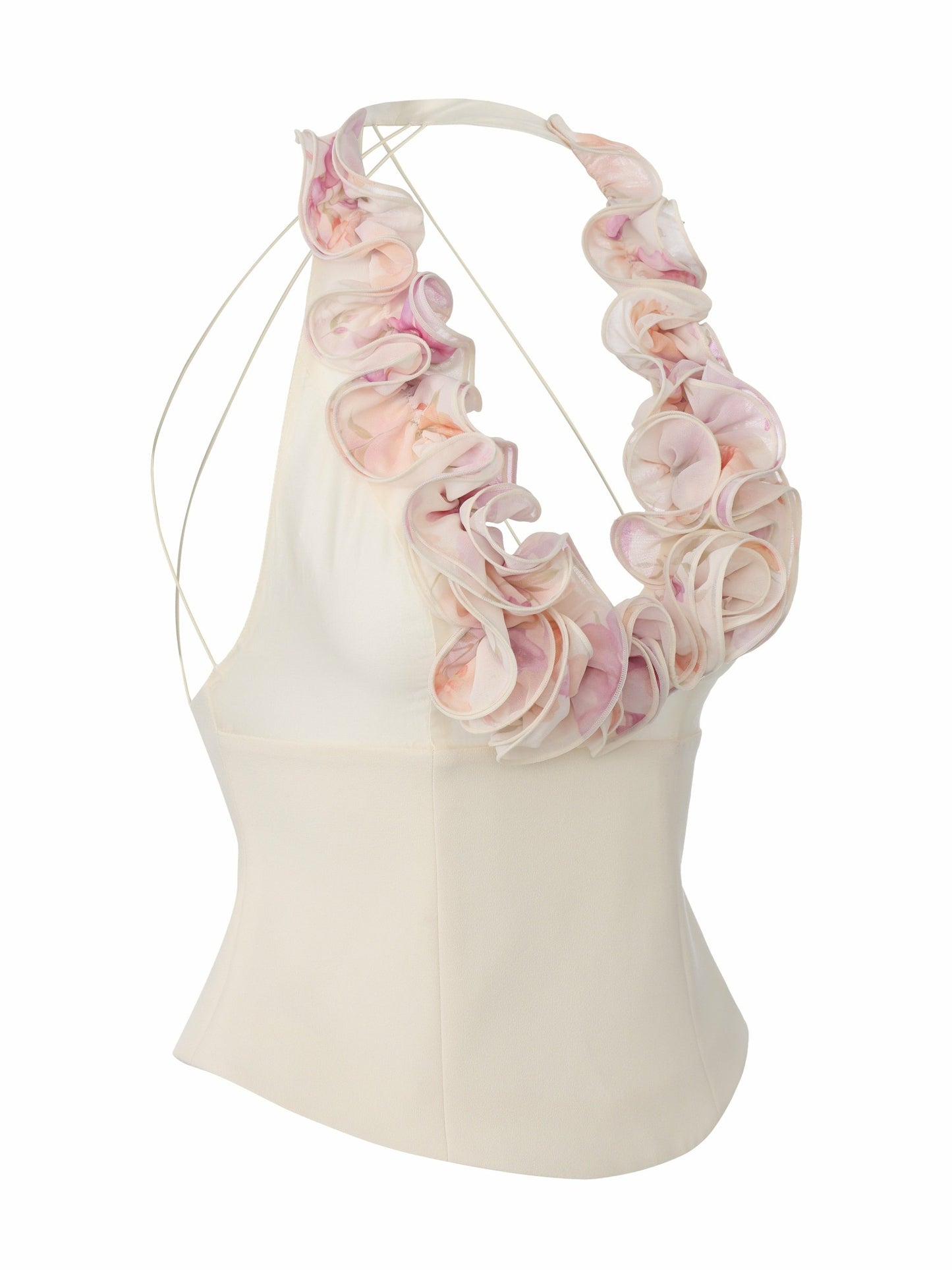 Nana Jacqueline Ella Ruffle Halter Champagne Top Champagne