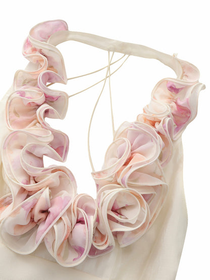 Nana Jacqueline Ella Ruffle Halter Champagne Top Champagne