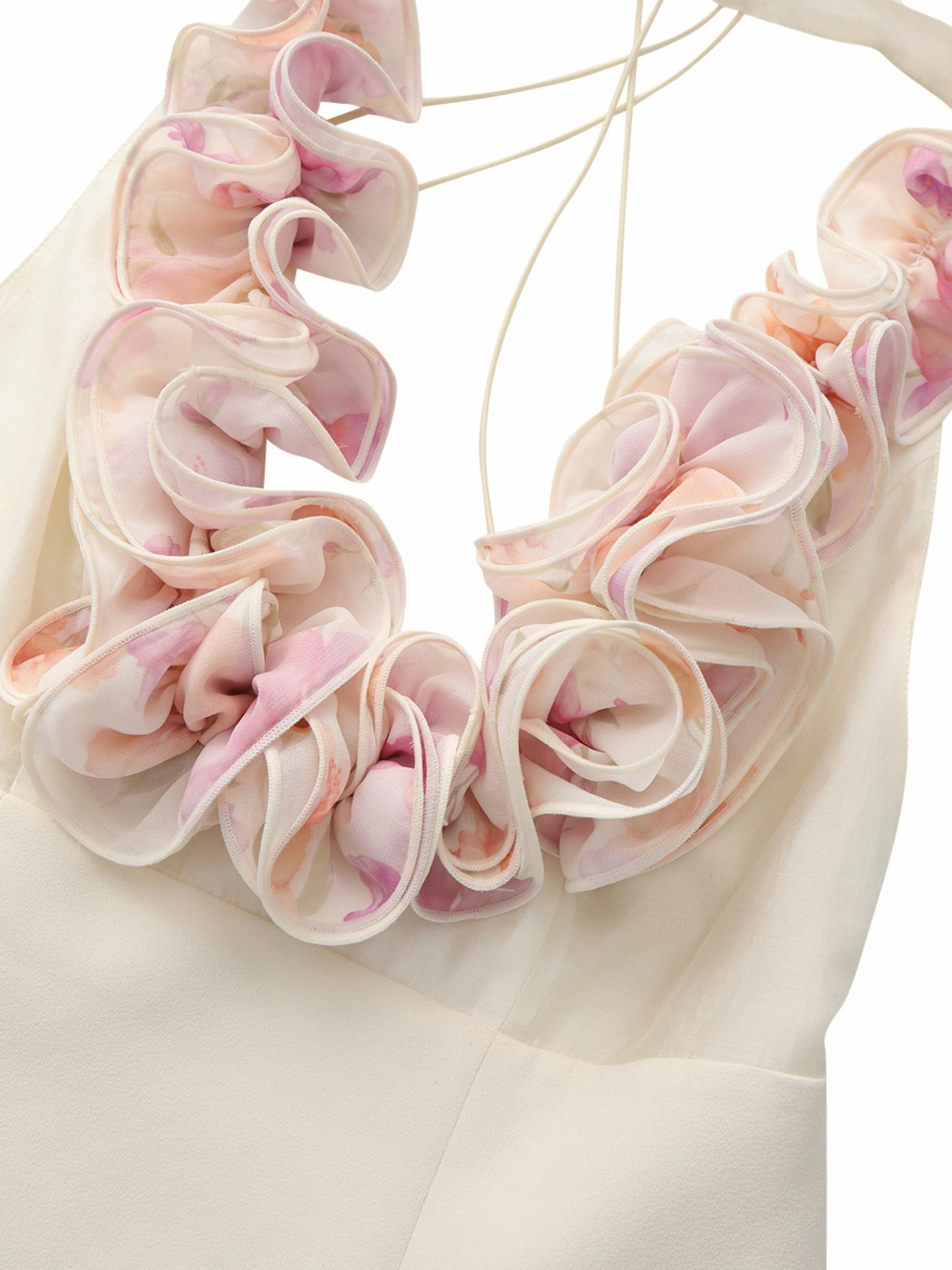Nana Jacqueline Ella Ruffle Halter Champagne Top Champagne