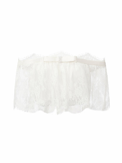 Nana Jacqueline Alexandra Off-Shoulder Lace White Top White