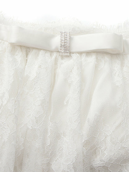 Nana Jacqueline Alexandra Off-Shoulder Lace White Top White