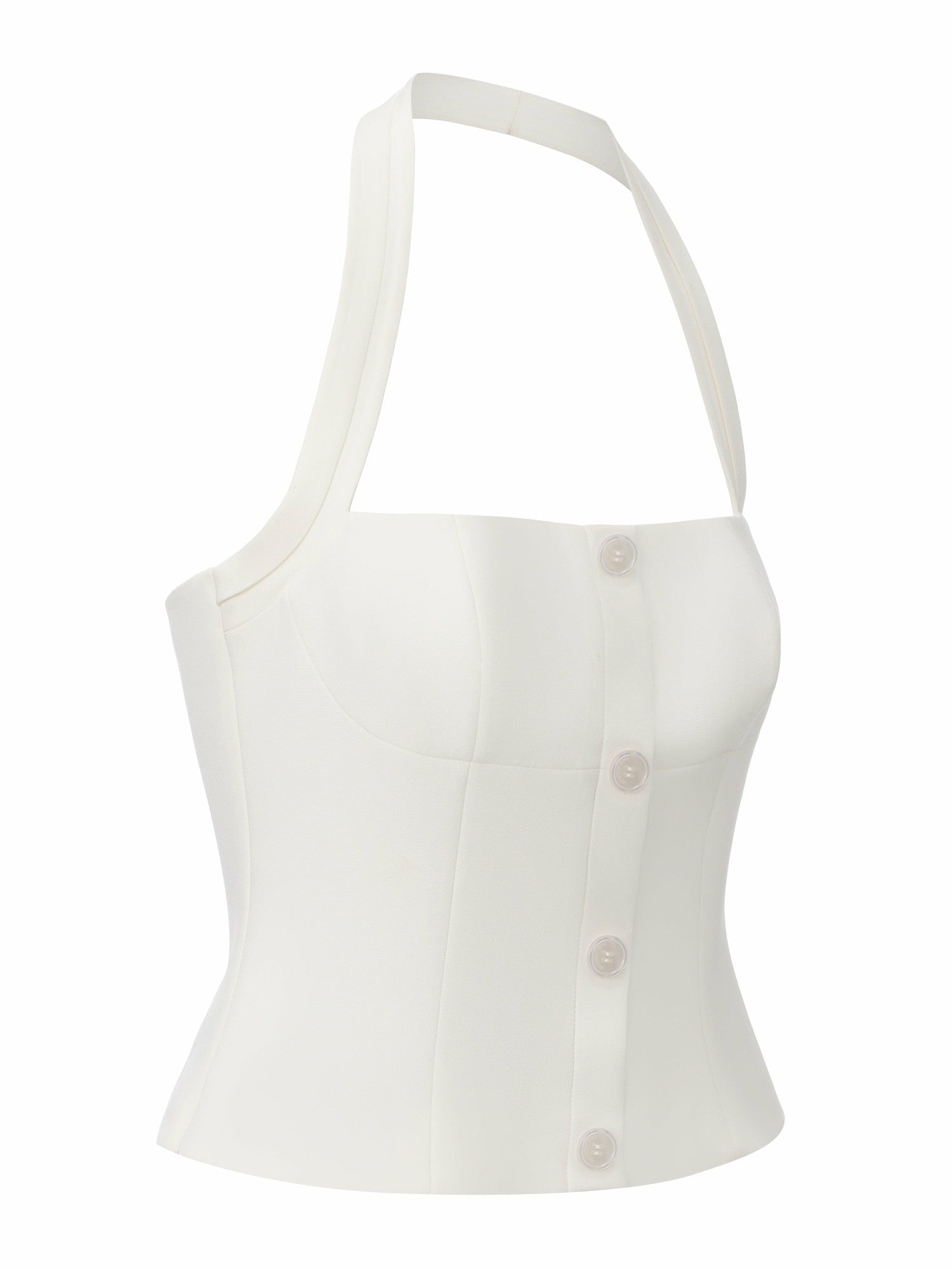 Nana Jacqueline Lou U-Neck Halter Tailored White Top White