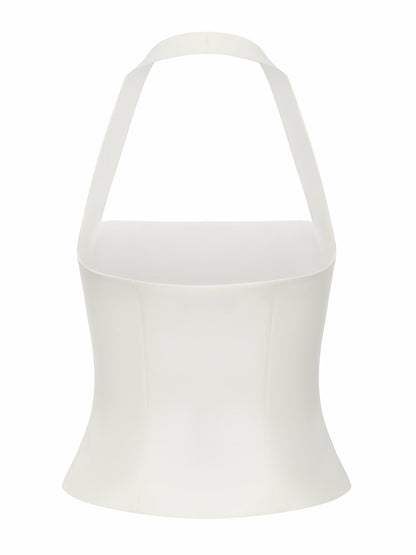 Nana Jacqueline Lou U-Neck Halter Tailored White Top White