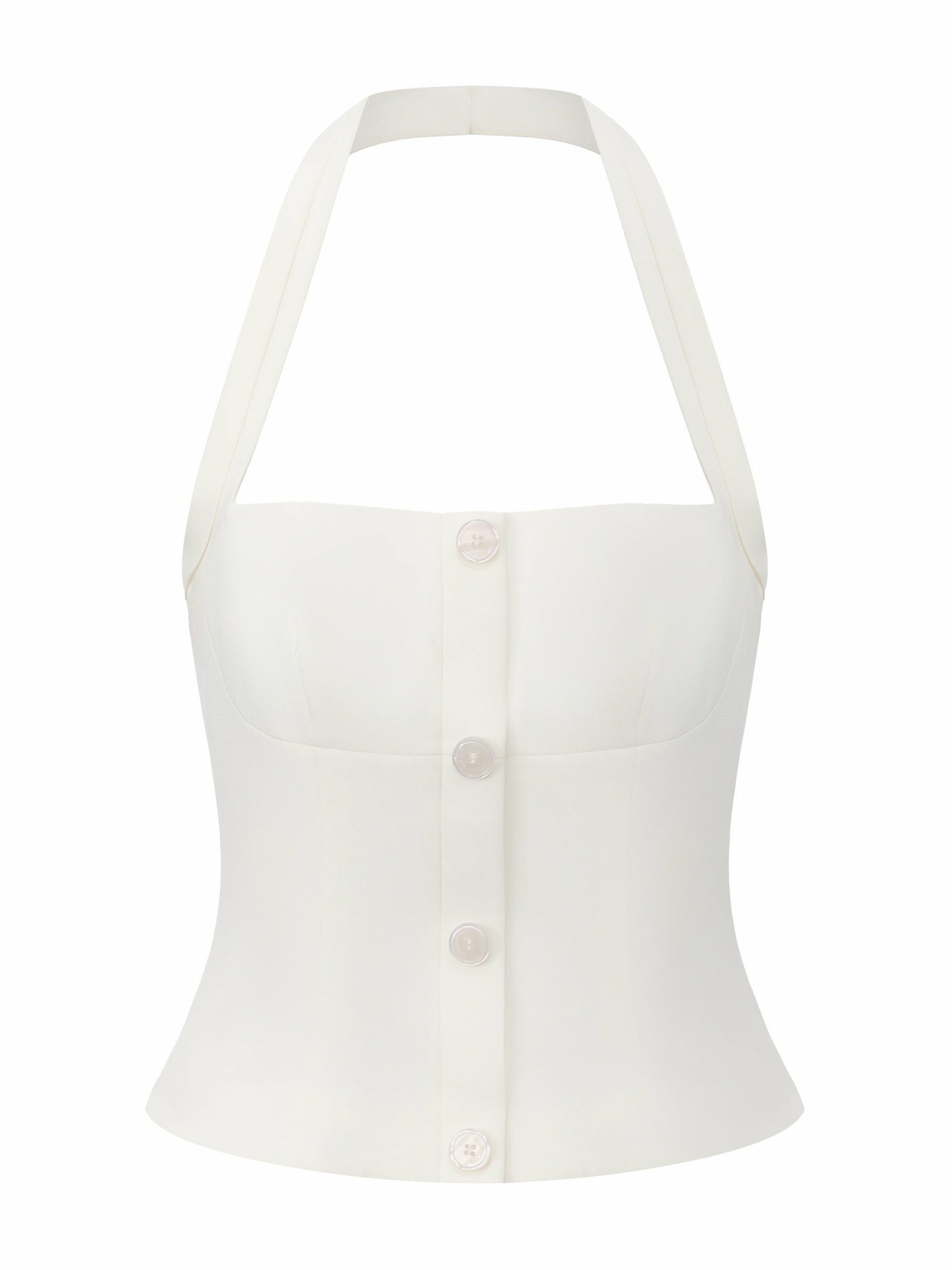 Nana Jacqueline Lou U-Neck Halter Tailored White Top White