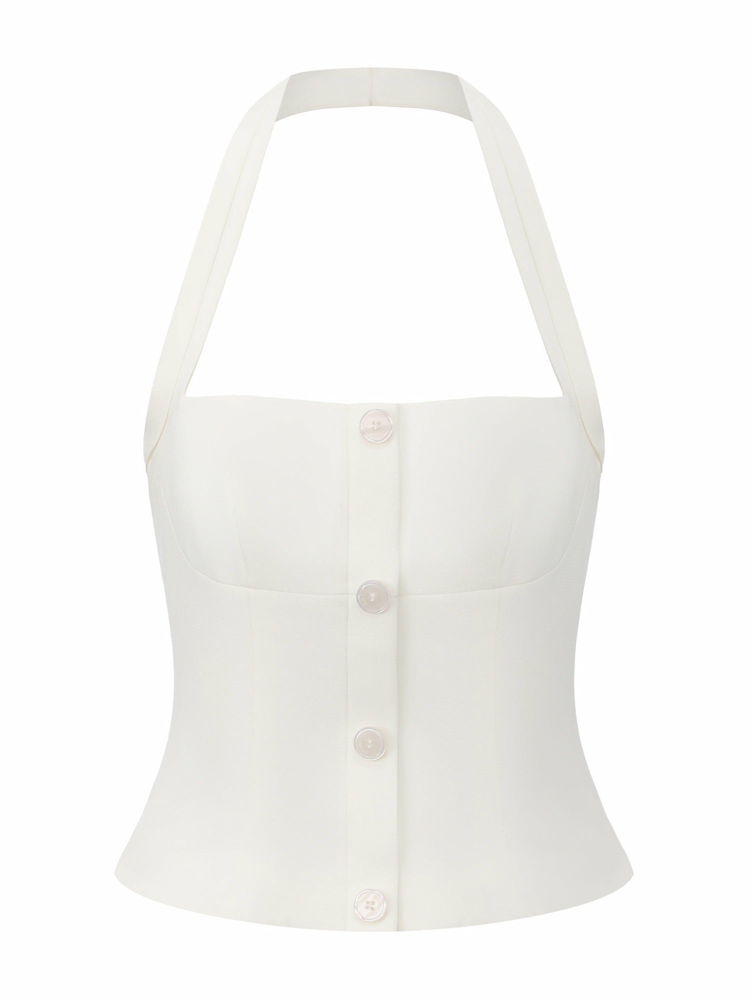 Nana Jacqueline Lou U-Neck Halter Tailored White Top White
