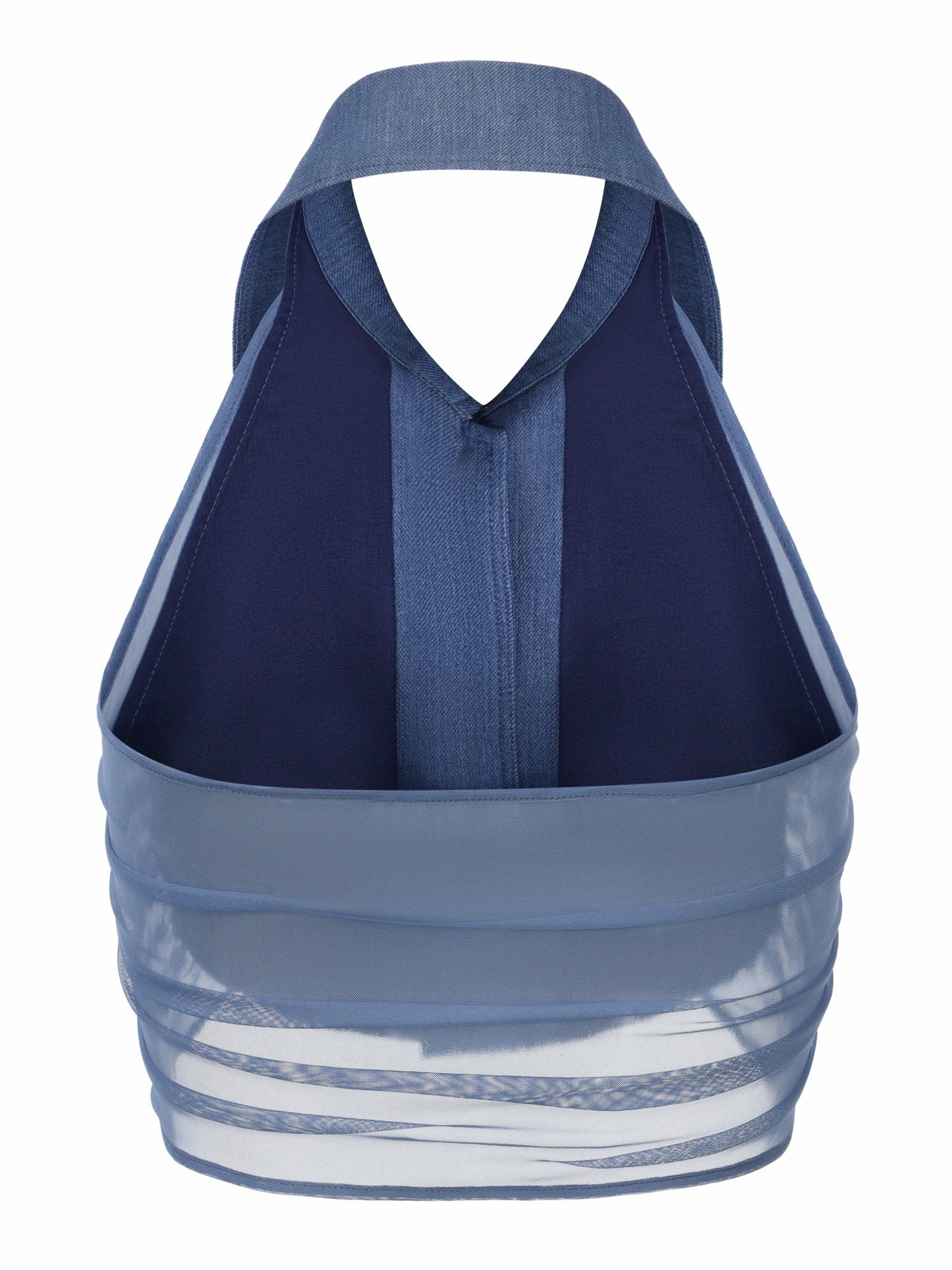 Nana Jacqueline Amara Crystal-Button Open-Back Blue Top Blue
