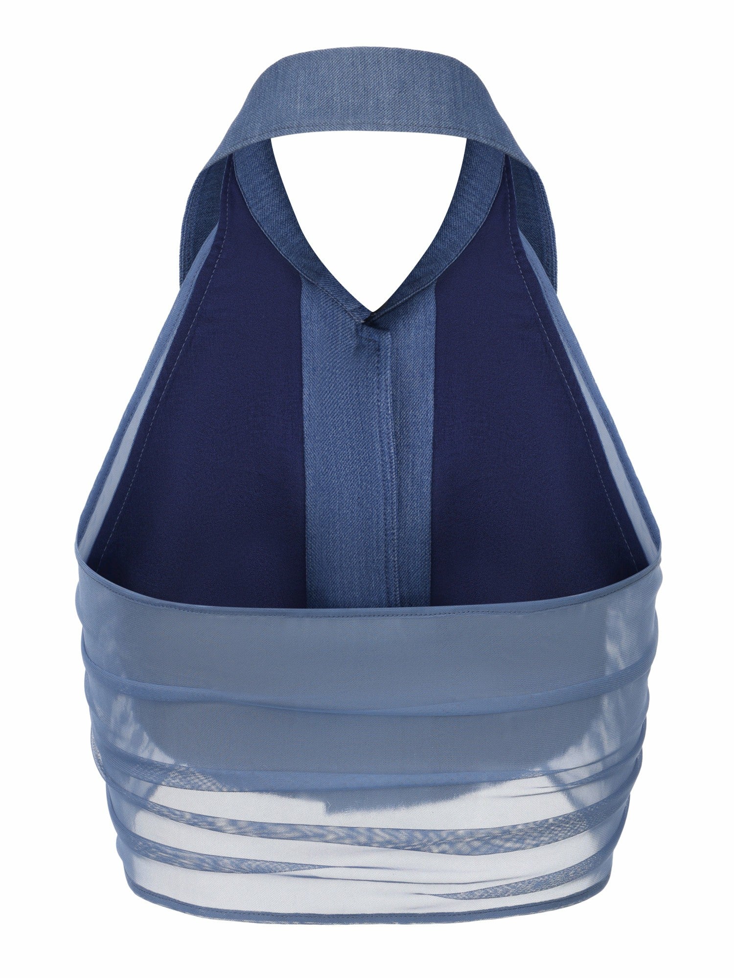 Nana Jacqueline Amara Crystal-Button Open-Back Blue Top Blue
