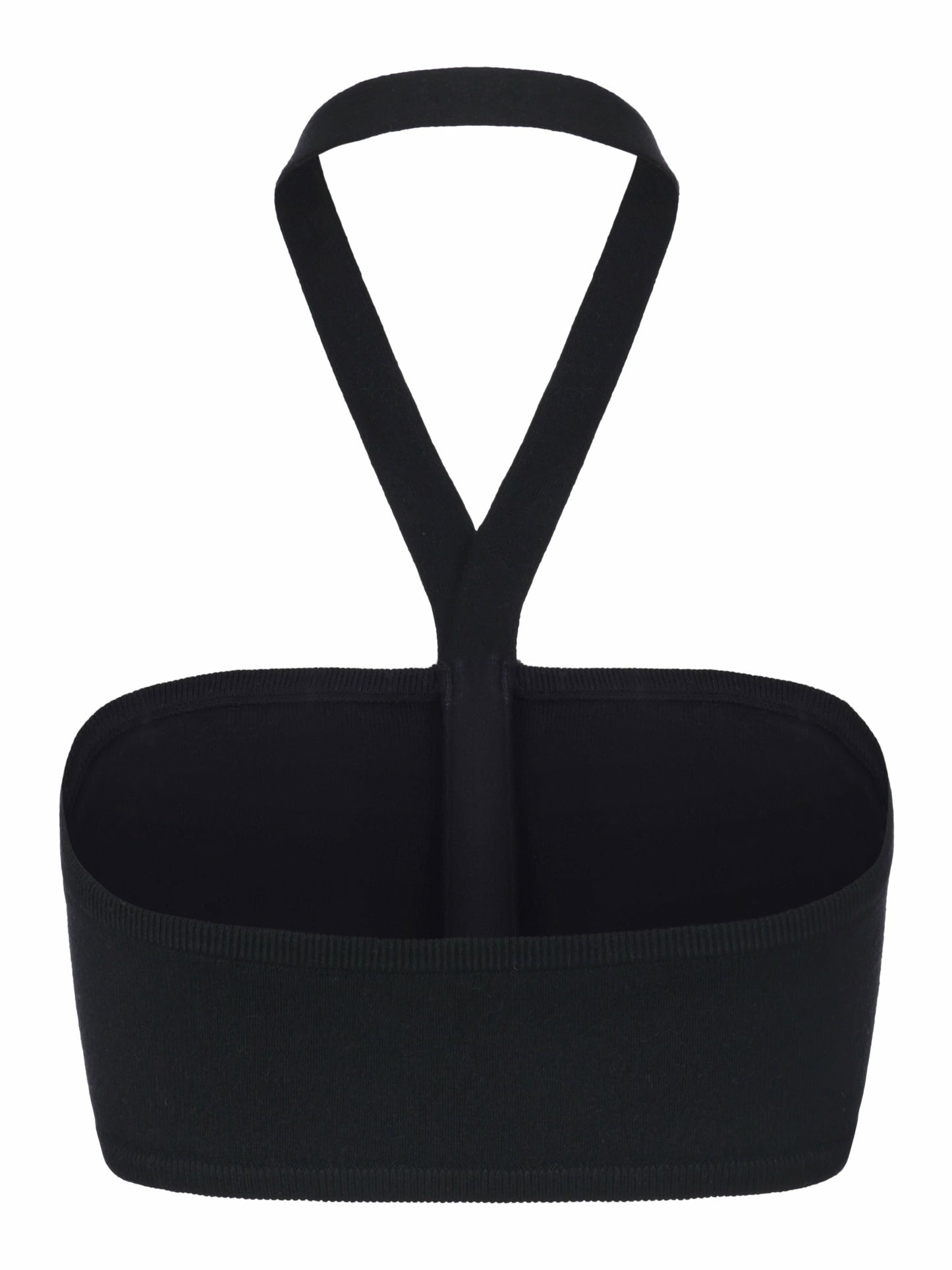 Nana Jacqueline Ana Halter Knit Wool-Blend Black Top Black