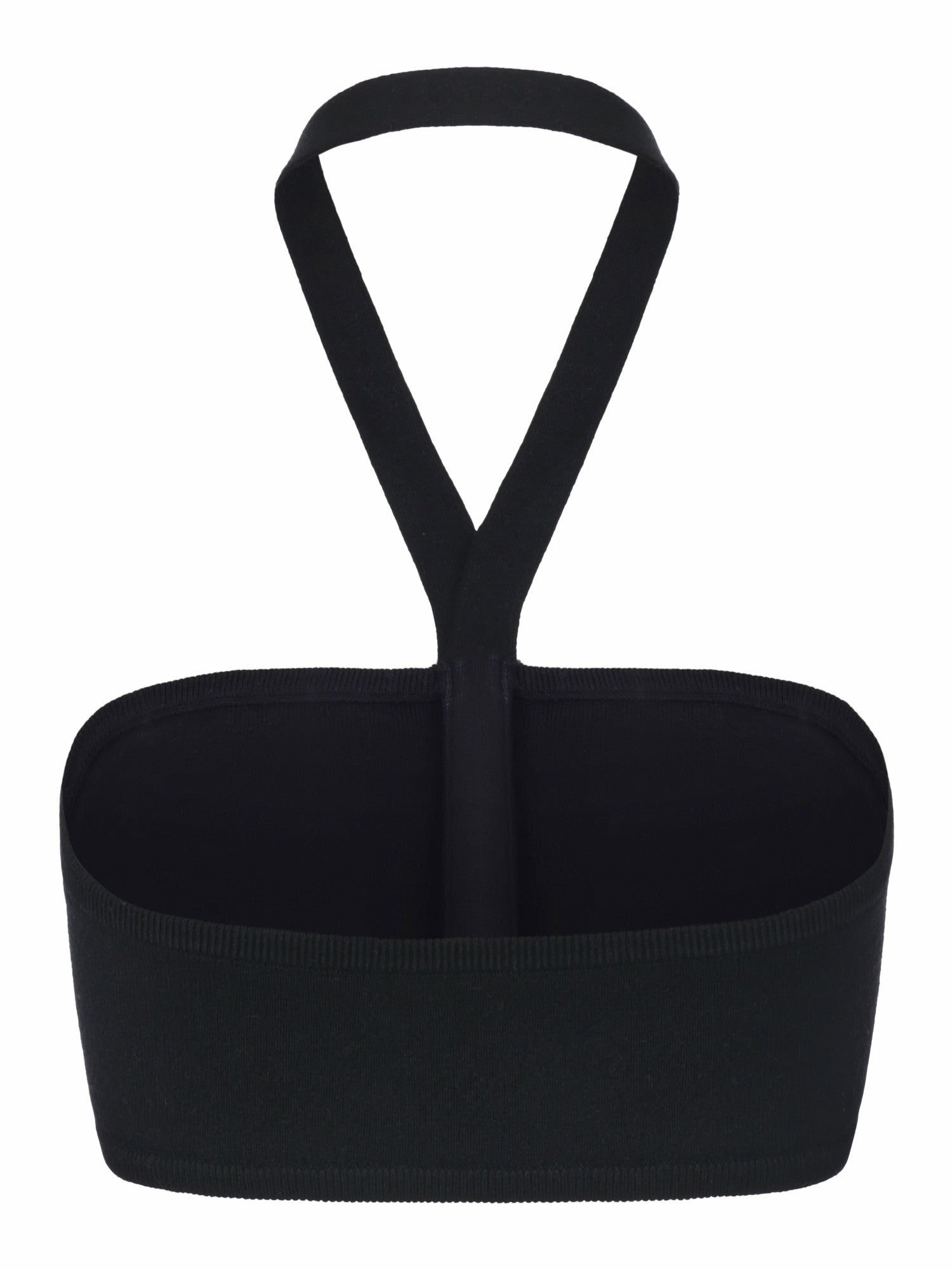 Nana Jacqueline Ana Halter Knit Wool-Blend Black Top Black