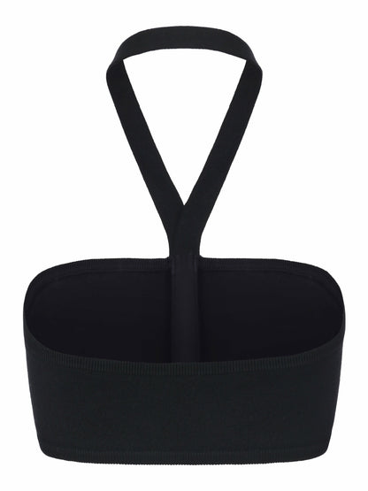 Nana Jacqueline Ana Halter Knit Wool-Blend Black Top Black