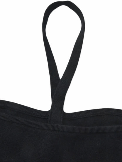 Nana Jacqueline Ana Halter Knit Wool-Blend Black Top Black