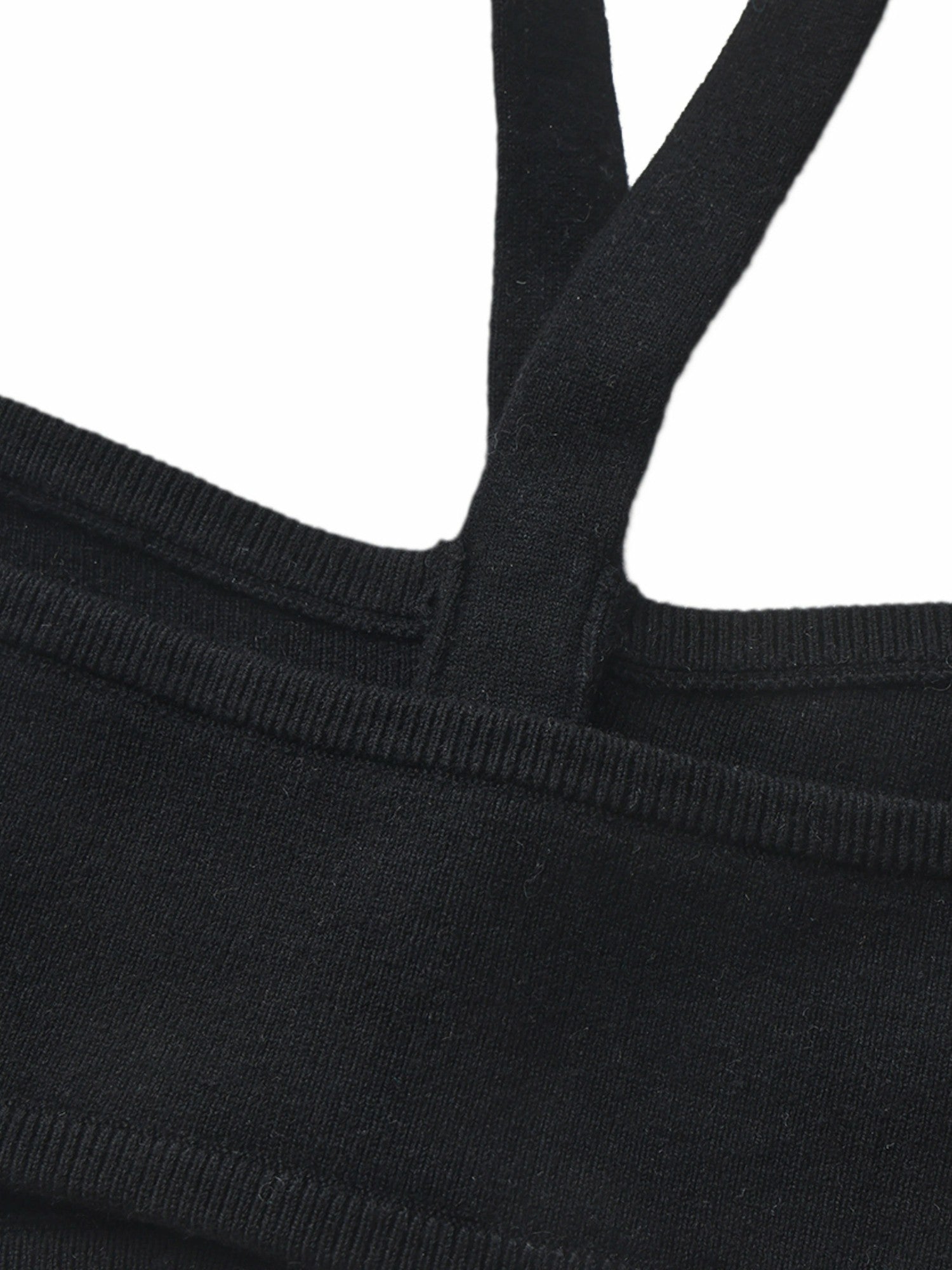 Nana Jacqueline Ana Halter Knit Wool-Blend Black Top Black