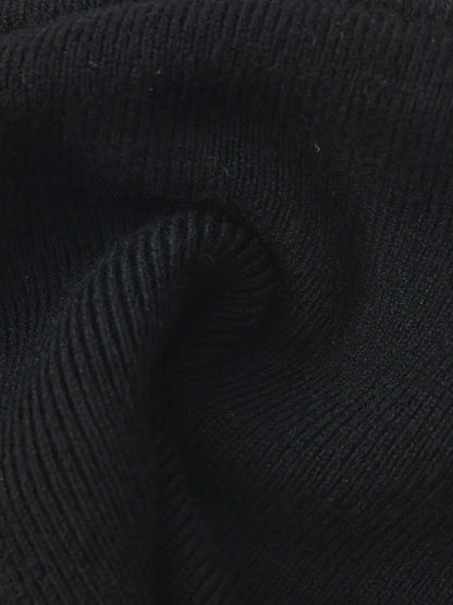 Nana Jacqueline Ana Halter Knit Wool-Blend Black Top Black