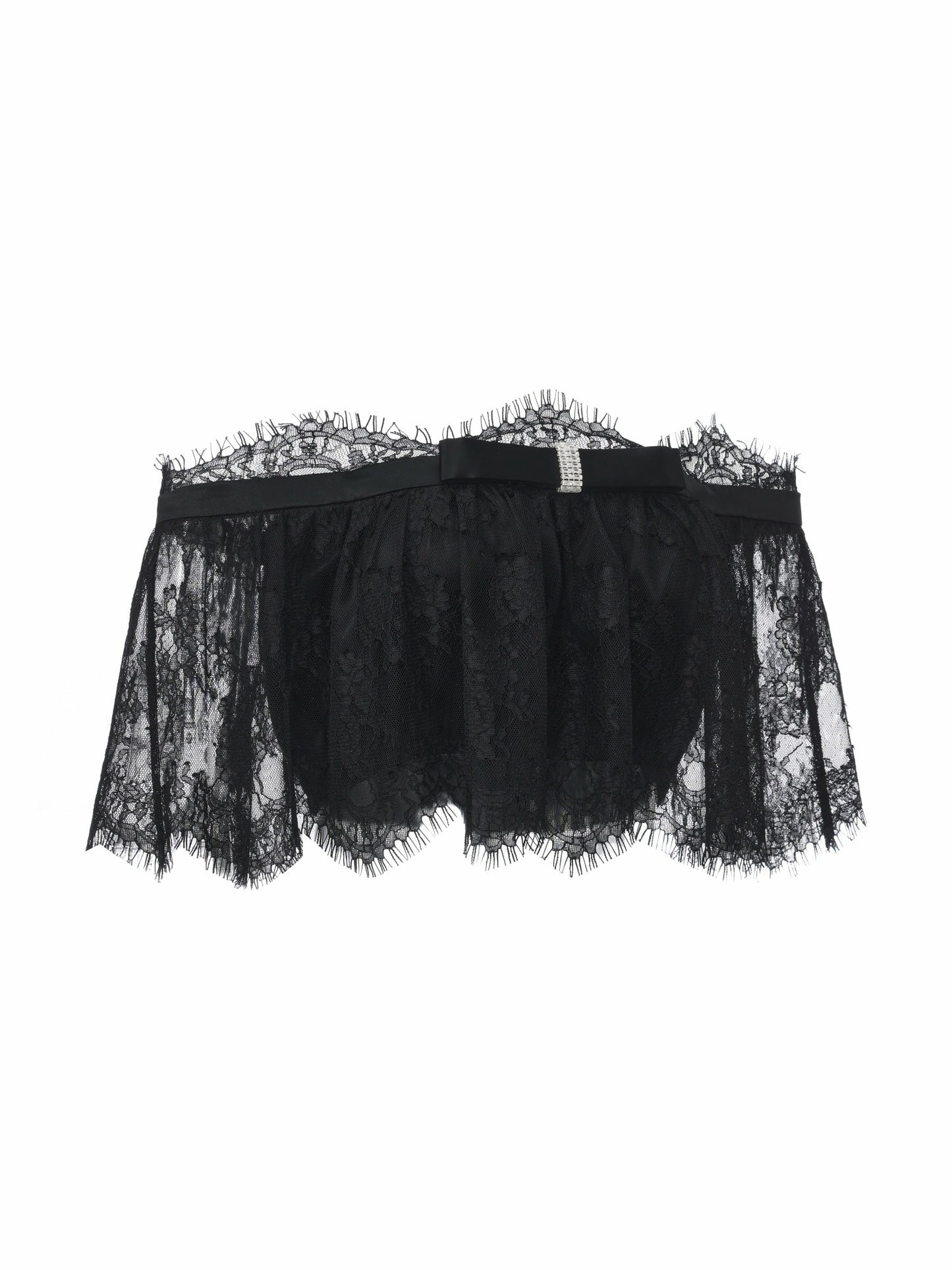 Nana Jacqueline Alexandra Off-Shoulder Lace Black Top Black