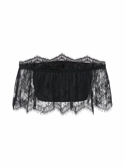 Nana Jacqueline Alexandra Off-Shoulder Lace Black Top Black