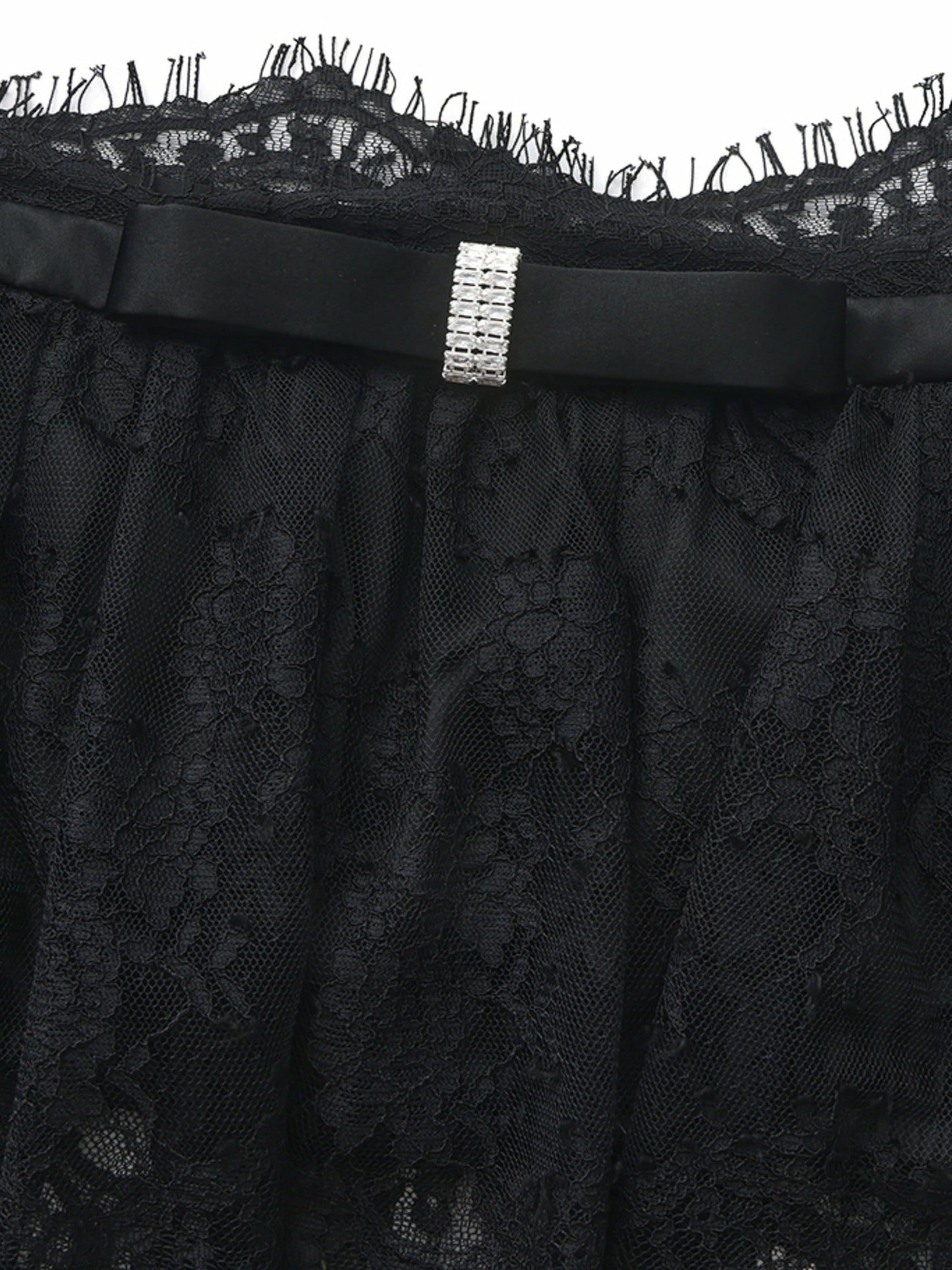 Nana Jacqueline Alexandra Off-Shoulder Lace Black Top Black