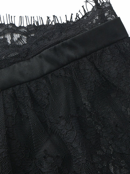Nana Jacqueline Alexandra Off-Shoulder Lace Black Top Black