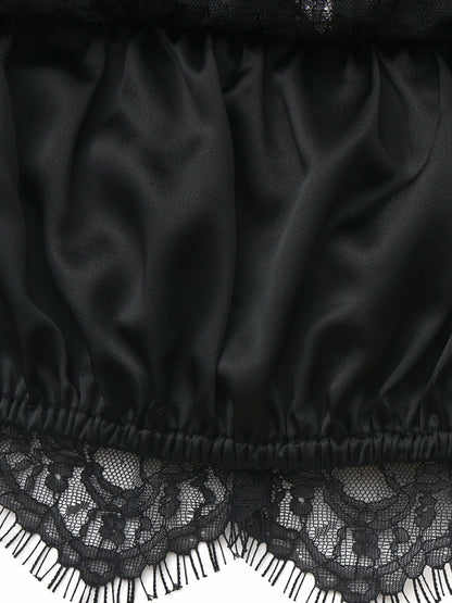 Nana Jacqueline Alexandra Off-Shoulder Lace Black Top Black